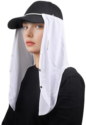 YANIKY Verstellbare UV Sonnenhut Nackenschutz Halstuch, 2-in-1 Sonnenschutz Atmungsaktiv UV-Schutz Halsklappe als Zubehör für Basecap, ideal für sommerliche Outdoor-Aktivitäten (Weiß)
