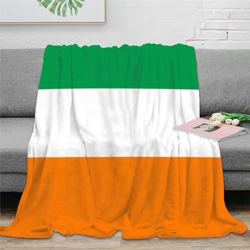 Yaxinduobao Bedruckte Sofadecke mit irischer Flagge, weicher Plüsch, Reisedecke, Bettüberwurf, Decke, für Kinder, Teenager, Erwachsene, alle Jahreszeiten, 100 x 130 cm