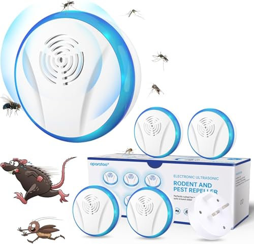 Mückenschutz Ultraschall Schädlingsbekämpfer, Schädlingsbekämpfungs-Plug-In Insektenschutzmittel Elektrisch für Ratte, Kakerlake, Fruchtfliegen, Moskiton, Spinne, Motten, Harmlos Haustiere, 6 Stück