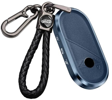 ontto Étui de clé de voiture - Étui de protection en métal et cuir - Compatible avec BMW Mini Countryman Cooper One Aceman 2023 2024 2025 - Bleu