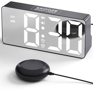 MINORZ Lauter Wecker für Tiefschläfer, Wecker mit Vibration & Nachtlicht, 3 Vibrationsmodi, Dual Alarm, Snooze, USB-Ladeanschluss, 12/24H & DST, Ideal für Gehörlose Hörgeschädigte Senioren