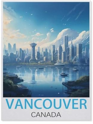 YYHMKBYY，Jigsaw Puzzle 1000 Pieces，Vancouver Canada Vintage Travel Posters，Paper Children Toys Decompression Game（38x26cm）-N1