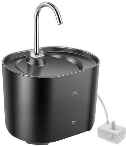 Katzenbrunnen,Trinkbrunnen für Katze 2.2L,Großes Katzenbrunnen für Katzen mit Wasserstandsanzeige,Super Silent Katzen Trinkbrunnen,für Zuhause,Büro und Innenbereich(Schwarz,2.2L)