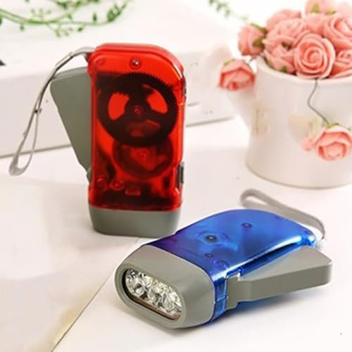 Ocastuted 2 Pieces Wind Up Portable Camping Torch, Hand Crank Waterproof Torch Light, Hand Cranks Solar Powered LED Flashlight, Emergencys Hands Crank LED Flashlight