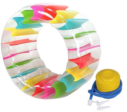 predolo Roue à Eau Gonflable Géante pour Piscine, Flotteur Familial Coloré avec Pompe à Pied pour Intérieur et Extérieur, 130cmx60cm