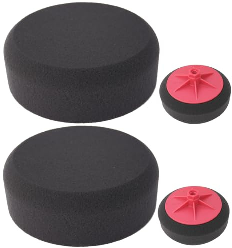 2X Vossner Polierschwamm 150mm x 50mm mit integrierten Stützteller M14 Auto Set Polierschwämme Polierpad Schwamm Polierset für Poliermaschine Winkelschleifer (Schwarz, Soft, Oberfläche = glatt)