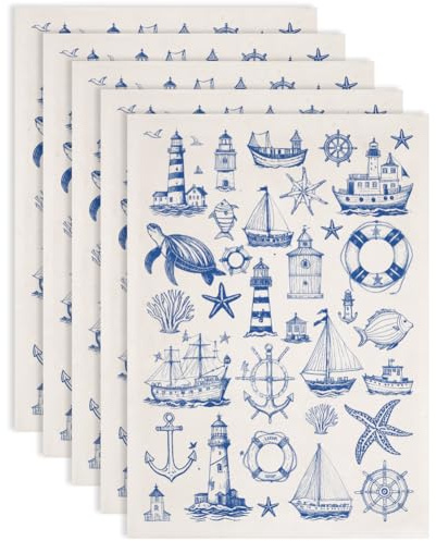 SUPERDANT 5 Stück Navigations Unterglasur Transferpapier Keramik Töpferwaren Leuchtturm Schiff Ton Transferpapier Keramik Aufkleber Transferaufkleber Für Töpferwaren DIY Bastelbedarf Aufkleber