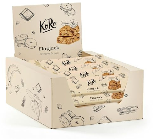KoRo - Bio Flapjack Banana Bread 15 x 60 g - Vegan & glutenfrei - Ballaststoffreich (11 g/100 g) - Mit Bananenchips, Pekannüssen & Schokodrops