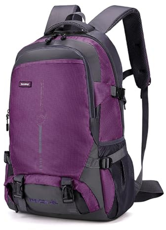 PORRASSO Wanderrucksack Wasserdichter Rucksack Trekkingrucksack 45L Reiserucksack Dauerhaft Backpack für Damen Herren Camping Klettern Reisen Sport Lila