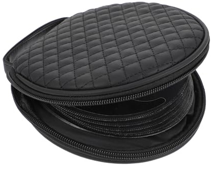 CLISPEED Porta CD Auto e Casa Leggera con Maniglia Custodia Rotonda in Pelle Resistente per Archiviazione Dischi per Viaggi e Organizzazione Domestica