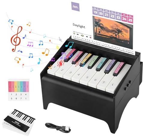 TECKZOON 2026 Kalender, mit 52 Liedern, Spielbarer Klavier Kalender, Bluetooth-Edition, Mini 3D Klavier, Interaktiver Sound, Ein besonderes Geschenk für Musikliebhaber (Schwarz)