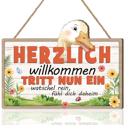 KAIRNE Herzlich Willkommen Ente Lustig Bauernhof Türschild Gartentür