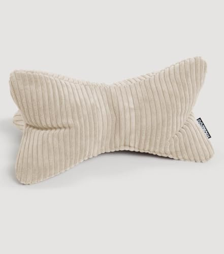 mokebo Lesekissen aus Cord 'Der Leseknochen' Made in Germany, ergonomisches Nackenkissen aus weichem Cord-Stoff, Flexible Stütze für Bücher, E-Books oder Tablets, Sofakissen in Natur Beige