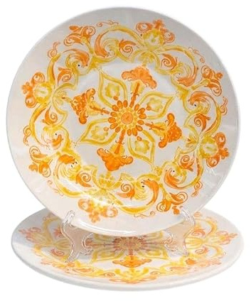 Set Piatti 12 Pezzi in Ceramica Artigianale – Servizio da Tavola Completo per 6 Persone (6 Piatti Piani + 6 Piatti Fondi) – Design Estivo Ideale per Uso Quotidiano e Occasioni Speciali (Amalfi 2)