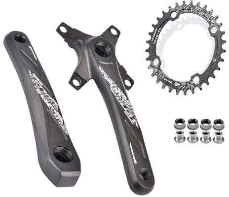 XGSUZNE Bielas para Bicicleta de montaña 104 BCD 32/34/36/38T 170 mm 175 mm Juego de bielas con Orificios en Forma de Diamante para Bicicleta de Carretera con Plato Ovalado de Dientes estr