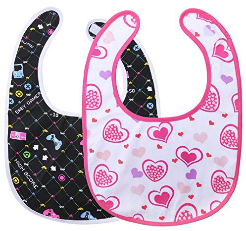 LittleForBig Erwachsenen Größe Lätzchen 2 Packs-Baby Spiele & Prinzessin Herzen