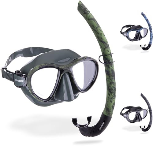 Cressi Metis & Corsica - Camouflage-Kombi-Set zum Angeln und Freitauchen, Metis-Maske und Korsika-Schnorchel, Tarngrün, Einheitsgröße, Unisex-Erwachsene