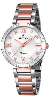 Festina Ladies Rose Gold PVD-plated Watch with Zirconia Sets and Steel Bracelet F16937/D