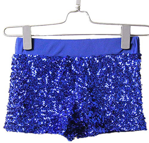 DOTBUY Hot Pants Sexy Damen Pailletten Party Nacht Club Hohe Taille Sexy Kurz Hosen Club Tanz Kostüm Yoga Lounge Laufen Joggen. (Blau)