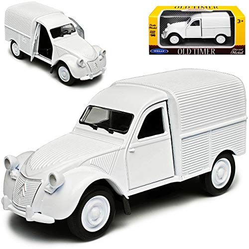 Citroen 2cv Fourgonnette Transporter Weiss 1949-1990 mit Rückzugsmotor ca 1/43 1/36-1/46 Welly Modell Auto