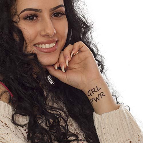 10 x GRL PWR Tattoo - feministischer Girl Power Schriftzug in schwarz - Temporary Haut Tattoo (10)