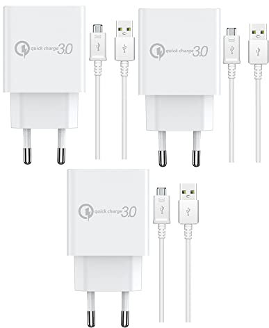 3X Ladegerät für Samsung Schnelladegerät Netzteil langes Micro USB Schnellladekabel 1.5M für Samsung Galaxy S7 S7 Edge A10 A10s A10e A6 A6+ 2018 S6 S5 S4 Xcover 4 3 2 J4+ J6+ A3 A5 A7 J3 J5 J7 Tab