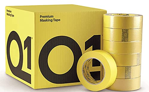 Q1 Nastro adesivo Premium 24 mm x 50 ad alte prestazioni per auto, Nastro Mascheratura, con un adesivo base in gomma con una resistenza di temperatura di 110 °C.