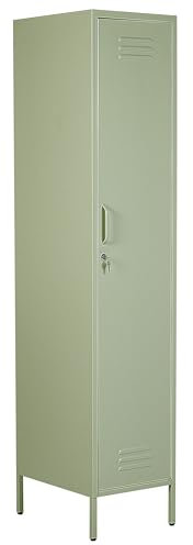 Beliani Hoher Spindschrank mit abschließbaren Türen und Kleiderstange grün Frome