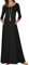 Jacansi Floor Length Long Sleeve Dress for Women Round Neck Maxi Dress Black XL