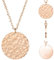 BONNYBIRD® Platten Kette Rosegold Damen Edelstahl Halskette mit Platte Coin Plättchen Anhänger Gehämmert Boho Runde Goldkette Schmuck Wasserfest Frauen Vergoldet Goldschmuck Bohemian Layering