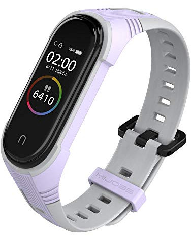 WIIKAI Bracelet de Rechange en Silicone pour XiaoMi Mi Band 5 Mi Band 6 Bracelets de Montre de Rechange.(Violet + gris)