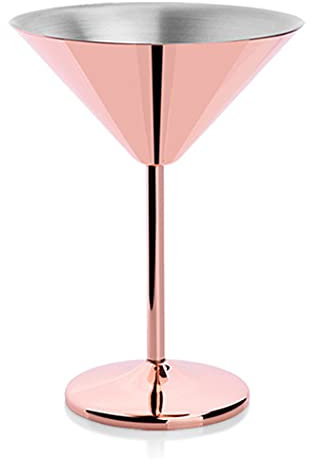 Abcsea 1 Pièce Verres à Martini en Acier Inoxydable, Verres à Cocktail, Verre à Martini Cocktail, Cuivre Galvanisé, Or Rose