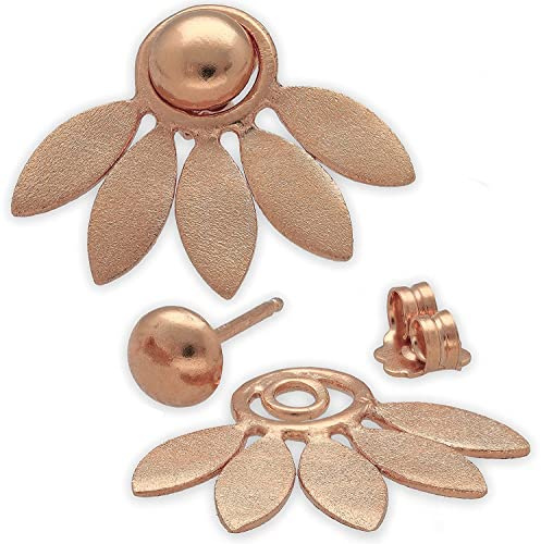 Handmade geschenk für sie Gold Sterlingsilber Ohrjacke Blumenohrringe, Statement-Minimalohrringe, Ohrringe vorne und hinten, ungewöhnliche Ohrstecker für Frauen,Blumenschmuck