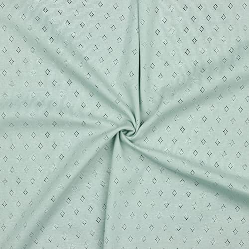 0,5m Pointoille-Stoff Feinstrick-Jersey Baumwollstoff Oeko-Tex Feinstrick Ajour Lochmuster, Farbe:mintgrün