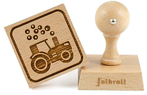Folkroll Keksstempel Traktor, 55x55 mm, Cookiestempel, Backstempel, Keks, Stempel, Motiv, Buchenholz, 336793