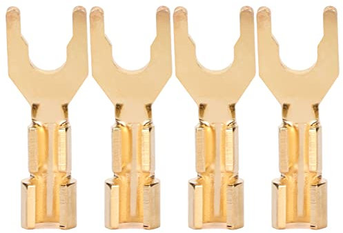 Goshyda 4pcs Y Connettore a Forcella, 5 Mm di Diametro del Cavo Placcato Oro Materiale Conduttore in Rame Puro Connettore del Cavo Dell'altoparlante per Amplificatori Sistemi