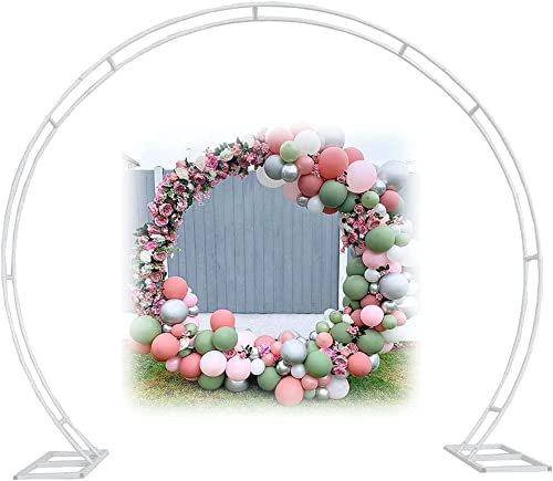 WHFTD Round Metal Garden Arch Garden Arbor Pergola Arch Outdoor Wedding Arch Party Decoration with Support Legs Flower Stand,White,3.2 * 2.8m