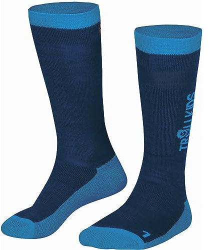 Trollkids SKI SOCKS Ski Socken, Nachtblau/Vivid-Blau, Größe 31-34; 7-8 years