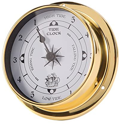 Hopbucan Horloge à marée - Testeur mural - Coque en cuivre marine - Pour station météo - Tapisserie murale bateau - 115 mm