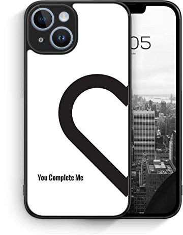 MUNIQASE You Complete Me #01 - Silikon Hülle für iPhone 14 - Partner Pärchen Liebes Schöne Spruch Schutzhülle Handyhülle Case Cover