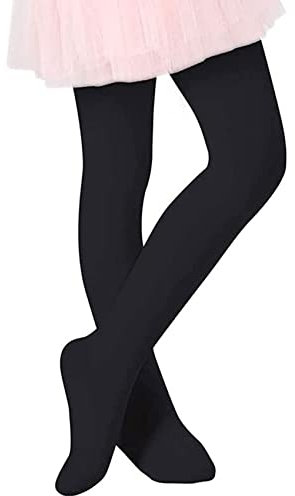 Durio Strumpfhose Mädchen Elastisch Babystrumpfhose Ballettstrumpfhose Tanzstrumpfhose Anti-Rutsch Schwarz 6-9 Jahre (Tag Size L)