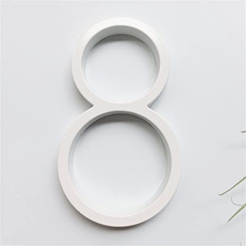 3D Floating House Plaque Numbers Number 0-9 Letters ABC White Big Modern Door Alphabet Home Outdoor 5 Inch Mailbox Address Sign Zinc Alloy Lacquered Plates Indoor Exterior Signage with Screws (8)