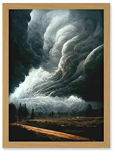 Doppelganger33 LTD The Storm Rolls In Oil Painting Clouds Countryside Artwork Framed Wall Art Print A4