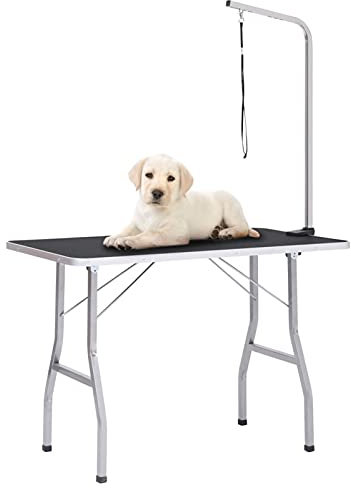 Gecheer Verstellbarer Trimmtisch für Hunde mit 1 Schlaufe Tierpflegetisch Höhenverstellbar Hunde Hundepflege Schertisch Pflegetisch Hundepflegetisch klappbar