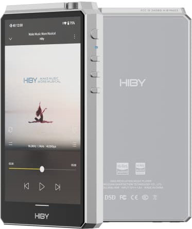 HiBy R6 III Digital Audio Player Portable Hi Res MP3 MP4 Player with Class A&AB Dac Amp Android 12 Bluetooth 5.0 WiFi 2.4G+5G 4500mAh(Silver)