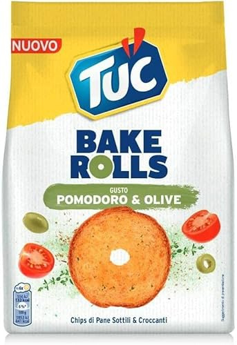 Bake Rolls Chips di pane Brotchips Tomate Olive dünn knusprig 6 x 150g | Snack salato al gusto mediterraneo, ideal für Aperitif, Party und unterwegs, Gesamtnettogewicht 900 g