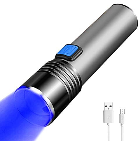 YZYOE Rechargeable Blue Light Flashlight Hunting Flashlights, Blood Tracking Light Hunting, 3 Modes, Zoomable Small LED Tactical Flashlight Coyote Light Fishing Night Vision Flashlight.