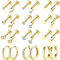 Morfetto 12 Paar winzige Ohrstecker 18 Karat vergoldeter Edelstahlohrring Sets für mehrere Piercings Kleine fadenlose flache Rückenohrringe Knorpel-Creolen Gold A