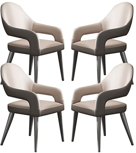Küchen-Ledersessel, 4er-Set, Küchen-Esszimmerstühle mit Eisenkunst-Metallstuhlbeinen für kommerzielle Restaurants zu Hause (Color : Light Grey)