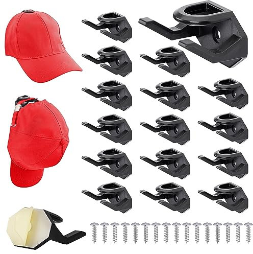 BELLE VOUS 16er Pack selbstklebende Cap Halterung - Cap Halter Wandhalter für Baseballmützen - Kappenhalter Cap Aufbewahrung für die Wand - Huthalter Basecap Halterung - Schwarz